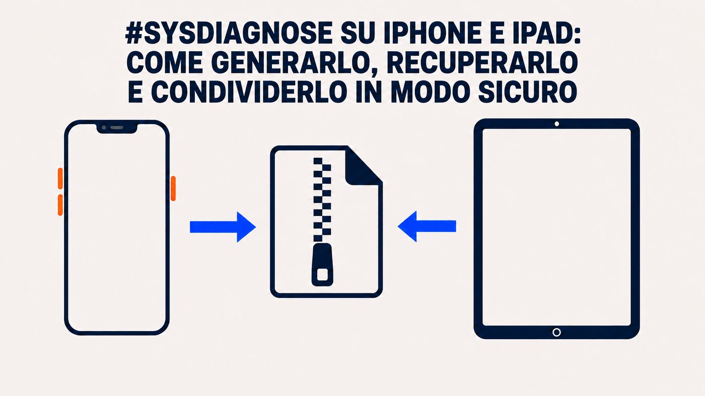 Sysdiagnose su iPhone e iPad: schema per generare, recuperare e condividere in modo sicuro i log diagnostici